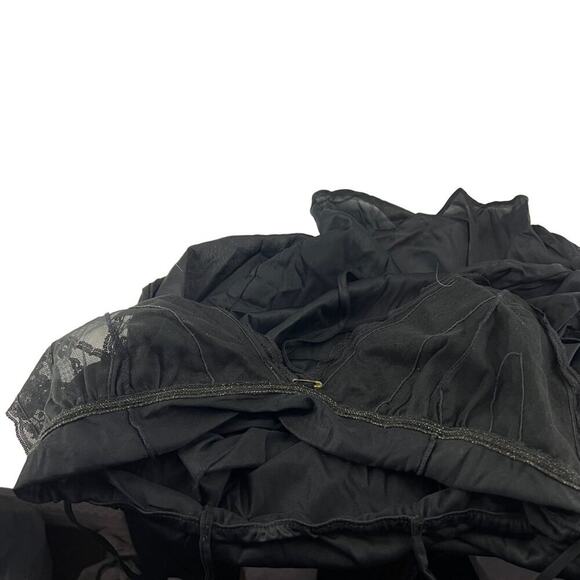 Vintage 3 Piece Lingerie Set Camisole Panty Peignoir Set Black Goth Romantic - Picture 7 of 13